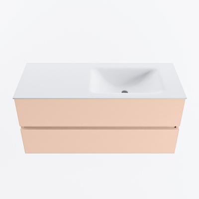 MONDIAZ VICA 110cm badmeubel onderkast Rosee 2 lades. Wastafel CLOUD rechts 1 kraangat, kleur Talc.