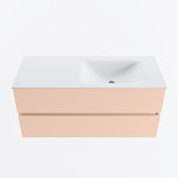 MONDIAZ VICA 110cm badmeubel onderkast Rosee 2 lades. Wastafel CLOUD rechts 1 kraangat, kleur Talc. - thumbnail