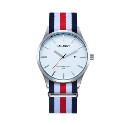 CAGARNY 6865 beknopte stijl Ultra dun waterdicht Quartz Wrist Watch with gestreepte Nylon Band CAGARNY 6865 beknopte stijl Ultra dun waterdicht Quartz Wrist Watch with gestreepte Nylon Band