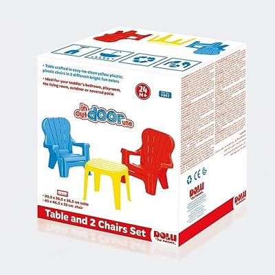 Dolu Tafel met 2 Stoelen Blauw/Rood/Geel