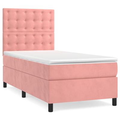 Boxspring met matras fluweel roze 120x200 cm - thumbnail