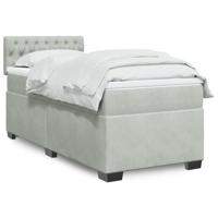 Boxspring met matras fluweel lichtgrijs 100x200 cm - thumbnail