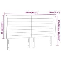 Hoofdbord met randen 163x23x118/128 cm fluweel lichtgrijs - thumbnail