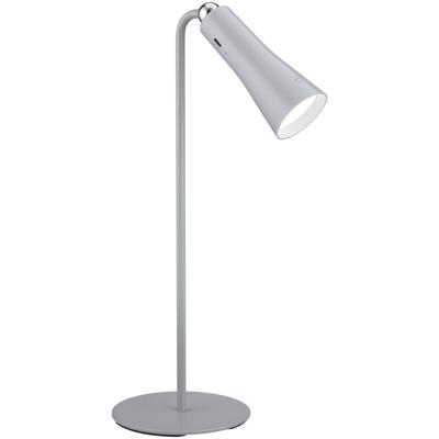 LED Bureaulamp - Trion Moxi - 2W - Warm Wit 3000K - Oplaadbaar - Rond - Mat Grijs - Aluminium