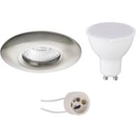 LED Inbouwspot Set IP65 - Mat Nikkel - 6W Natuurlijk Wit 4200K - Ø82mm - thumbnail