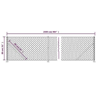 Gaashek met flens 0,8x25 m zilverkleurig