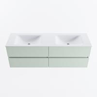 MONDIAZ VICA 150cm badmeubel onderkast Greey 4 lades. Wastafel CLOUD dubbel zonder kraangat, kleur Talc. - thumbnail