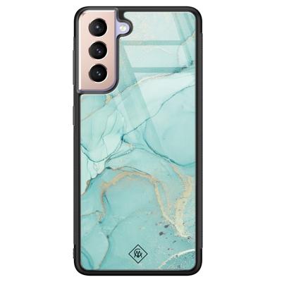 Samsung Galaxy S21 glazen hardcase - Touch of mint Samsung Galaxy S21 glazen hardcase - Touch of mint
