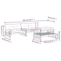 4-delige Loungeset met kussens massief hout zwart - thumbnail