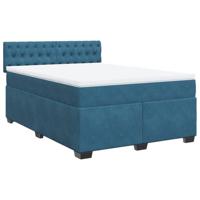 Boxspring met matras fluweel donkerblauw 140x200 cm - thumbnail