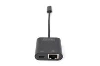 Digitus USB-C, RJ45 Adapter [1x USB-C stekker - 1x RJ45-bus, USB-C bus] DN-3027 Incl. RJ45-bus, Met laadbus, Met USB - thumbnail