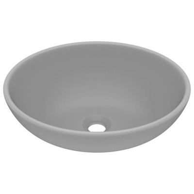 VidaXL Wastafel ovaal 40x33 cm keramiek mat lichtgrijs