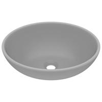 Wastafel ovaal 40x33 cm keramiek mat lichtgrijs - thumbnail