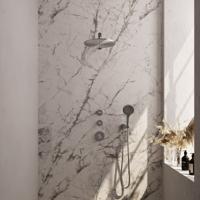 Regendoucheset Inbouw Brauer Brushed Carving Thermostatisch 30 cm met Wandarm en Handdouche 3-Standen Losse Stopkranen Geborsteld RVS Brauer - thumbnail