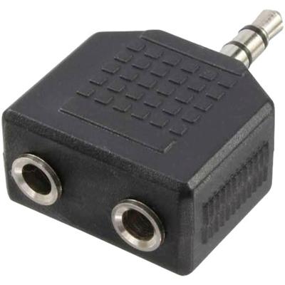 LogiLink CA1002 Adapter Jackplug Audio Adapter [1x Jackplug male 3,5 mm - 2x Jackplug female 3,5 mm, Jackplug female 3,5 mm] Zwart