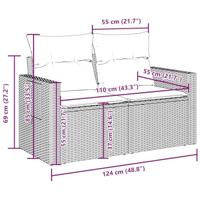 9-delige Loungeset met kussens poly rattan bruin - thumbnail