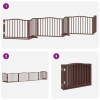 VidaXL Hondenhek inklapbaar 6 panelen 480 cm populierenhout bruin - thumbnail