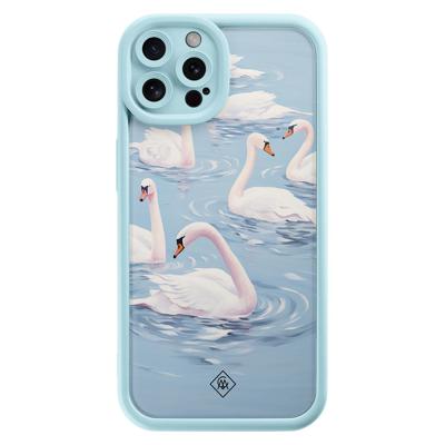 iPhone 12 Pro blauwe case - Zwanen