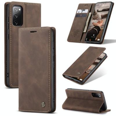 Voor Samsung Galaxy S20 FE CaseMe 013 Multifunctionele Horizontale Flip Lederen Case met Holder & Card Slot & Wallet(Koffie)