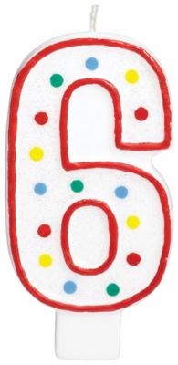 Amscan taartkaars cijfer 6 wit 13 cm | 24 stuks