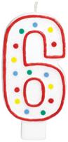 Amscan taartkaars cijfer 6 wit 13 cm | 24 stuks - thumbnail