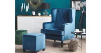 Beliani SANDSET - Fauteuil-Blauw-Fluweel - thumbnail
