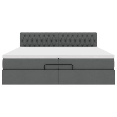 Ottoman bed met matras 200x200 cm stof donkergrijs
