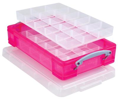 Really Useful Box opbergdoos 4 liter met 2 dividers, transparant helroze Really Useful Box opbergdoos 4 liter met 2 dividers, transparant helroze