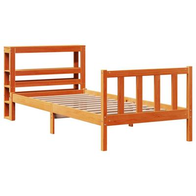Bedframe met hoofdbord massief grenenhout wasbruin 90x190 cm Bedframe met hoofdbord massief grenenhout wasbruin 90x190 cm
