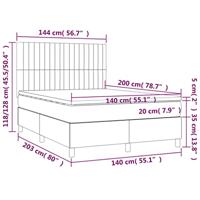 Boxspring met matras stof lichtgrijs 140x200 cm - thumbnail
