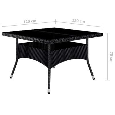 9-delige Tuinset poly rattan en gehard glas zwart - thumbnail