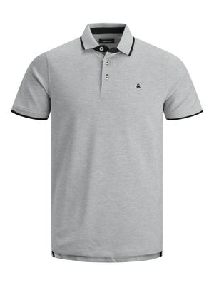JACK & JONES ESSENTIALS slim fit polo JJEPAULOS lichtgrijs