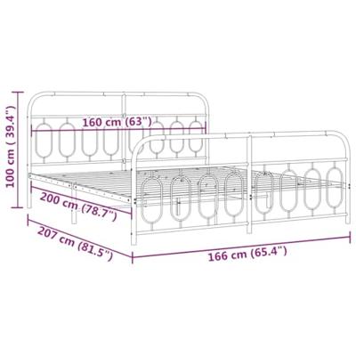 Bedframe met hoofd- en voeteneinde metaal wit 160x200 cm