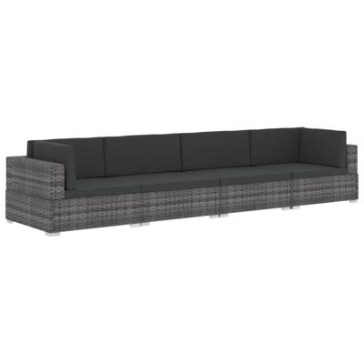 4-delige Loungeset met kussens poly rattan grijs 4-delige Loungeset met kussens poly rattan grijs