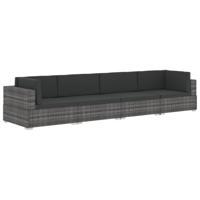 4-delige Loungeset met kussens poly rattan grijs - thumbnail