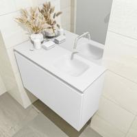 MONDIAZ OLAN 80cm toiletmeubel talc. LEX wastafel talc rechts geen kraangat - thumbnail