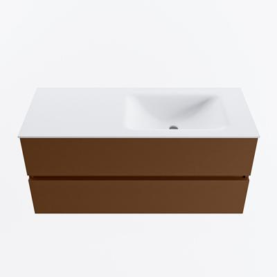 MONDIAZ VICA 110cm badmeubel onderkast Rust 2 lades. Wastafel CLOUD rechts 1 kraangat, kleur Talc.