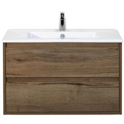 Porto Badmeubelset 90 cm - Tabacco - Keramische Wastafel Wit Slim