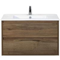 Porto Badmeubelset 90 cm - Tabacco - Keramische Wastafel Wit Slim - thumbnail
