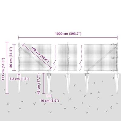VidaXL Afrasteringspaal grijs 10 x 0,8 m (19 x 19 mm gaas) VidaXL Afrasteringspaal grijs 10 x 0,8 m (19 x 19 mm gaas)