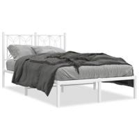 Bedframe met hoofdbord metaal wit 120x200 cm - thumbnail