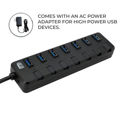 Adesso AUH-3070P USB 3.0 (3.1 Gen 1) Type-A 5000 Mbit/s zwart - hubs & hubs (USB 3.0 (3.1 Gen 1) Type-A, USB 3.0 (3.1 Gen 1) Type-A, 5000 Mbit/s, zwart, 0,61 m, voeding, USB)