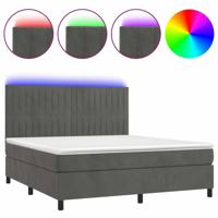 Boxspring met matras en LED fluweel donkergrijs 160x200 cm - thumbnail