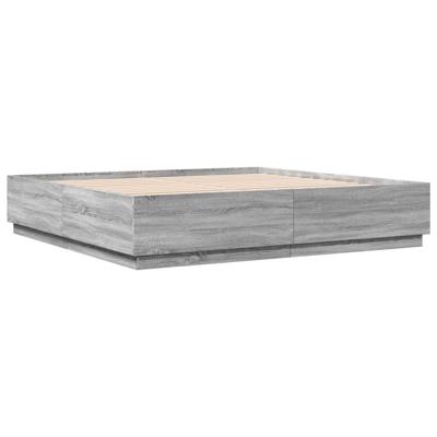 Bedframe met LED-verlichting grijs sonoma eiken 200x200 cm - thumbnail