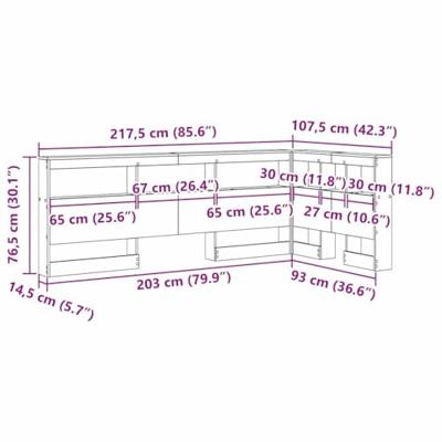 Opberghoofdbord met plank Sonoma eiken 90 cm Bewerkt hout