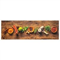 Keukenmat wasbaar kruidenprint 60x180 cm fluweel - thumbnail