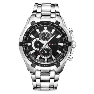 CURREN 8023 mannen RVS analoge sport quartz horloge (wit geval zwart gezicht)