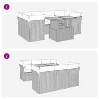7-delige Loungeset met kussens poly rattan beige - thumbnail