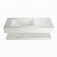 MONDIAZ ALAN-DLUX 100cm planchet Opalo. Vrijhangende wastafel CLOUD links 1 kraangat, kleur Opalo. - thumbnail