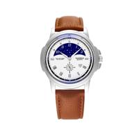 407 YAZOLE mannen mode Business leder Band Quartz Wrist Watch (bruin + wit) - thumbnail
